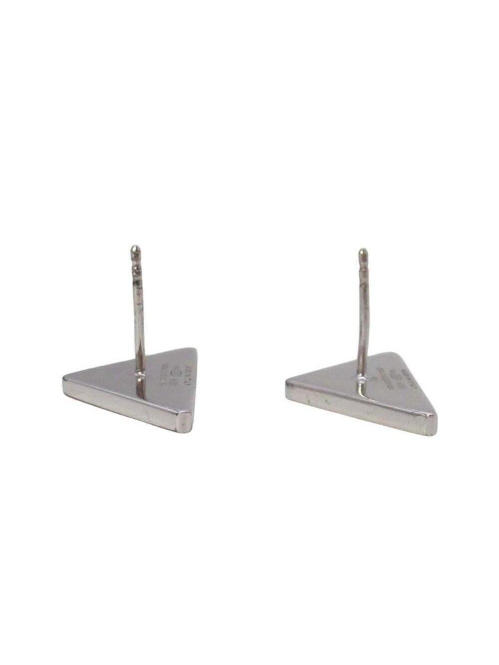 Prada Triangle Logo Stud Earrings Plate Black - Picture 3 of 6